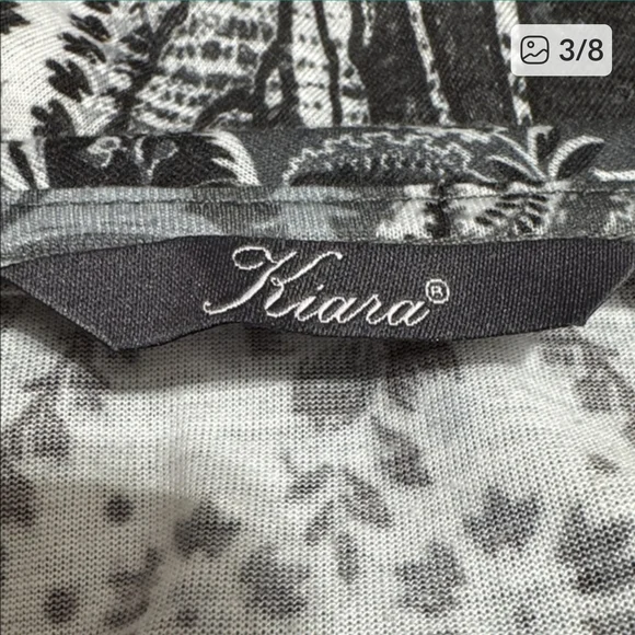 Kiara Black and White 3/4 Sleeve Patterned Women's Top - Picture 4 of 8